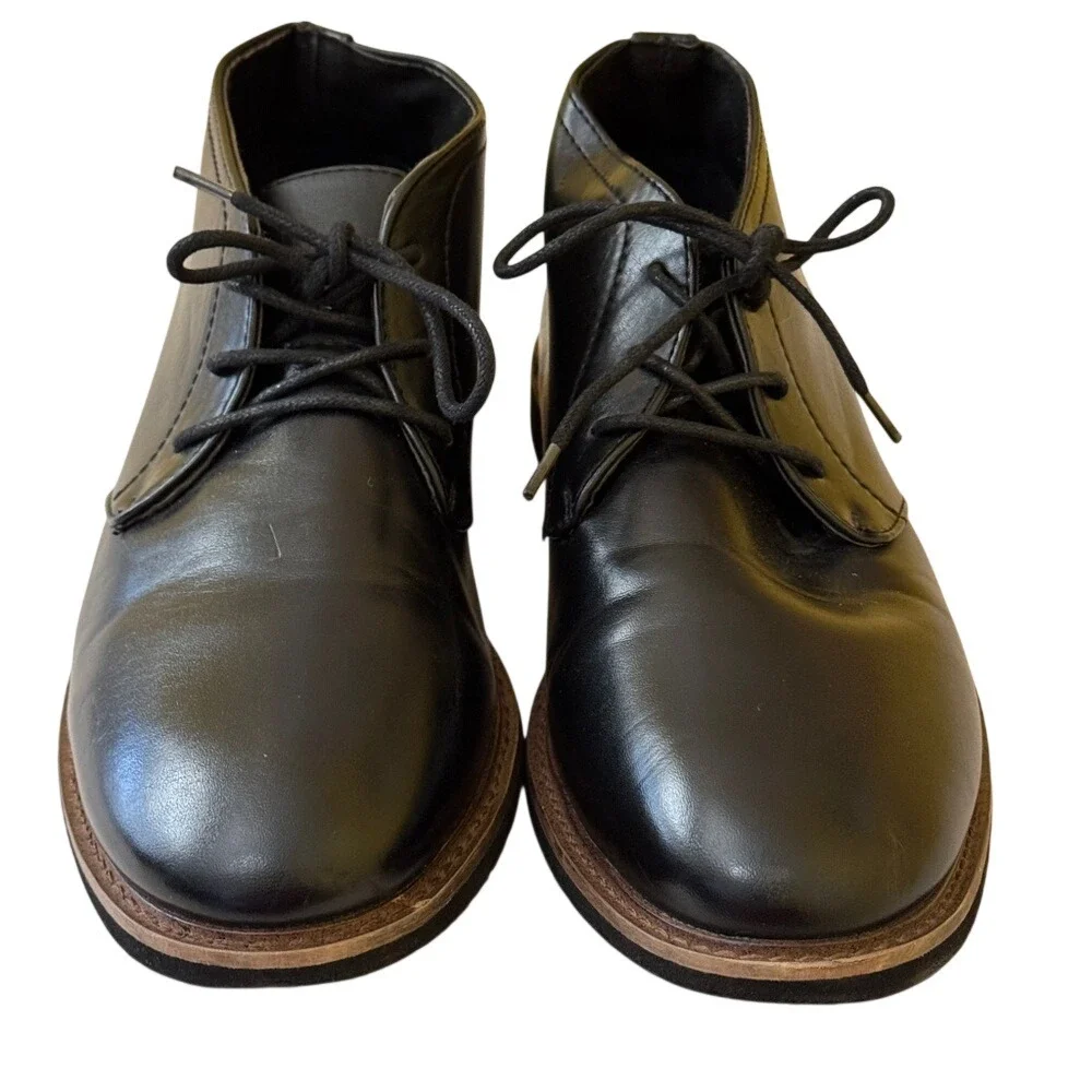 Deer Stags Boys Size 6M Black Ballard Chukka Boots Faux Leather Lace Up‎